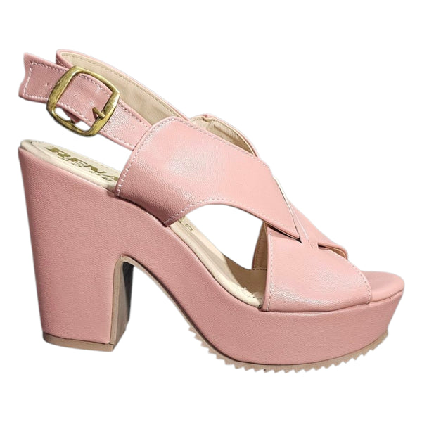Sandalia de Tacón RENATA Casual y Elegante Rosa Bebé