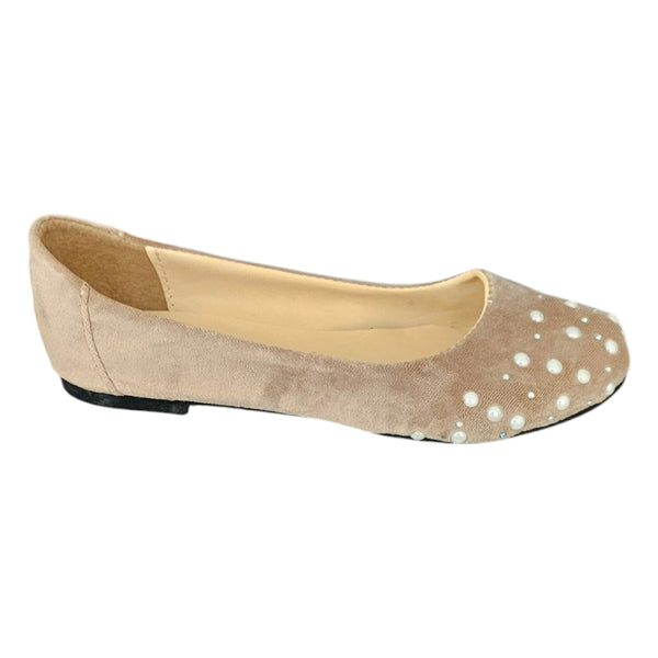 Balerina DAYANA 081 Flats Aterciopelados con Perlas
