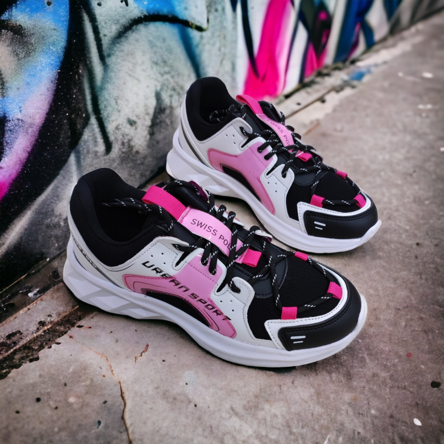 Tenis JAMA Moda Urbana Multicolor Suela Ligera Blanco Negro Fucsia