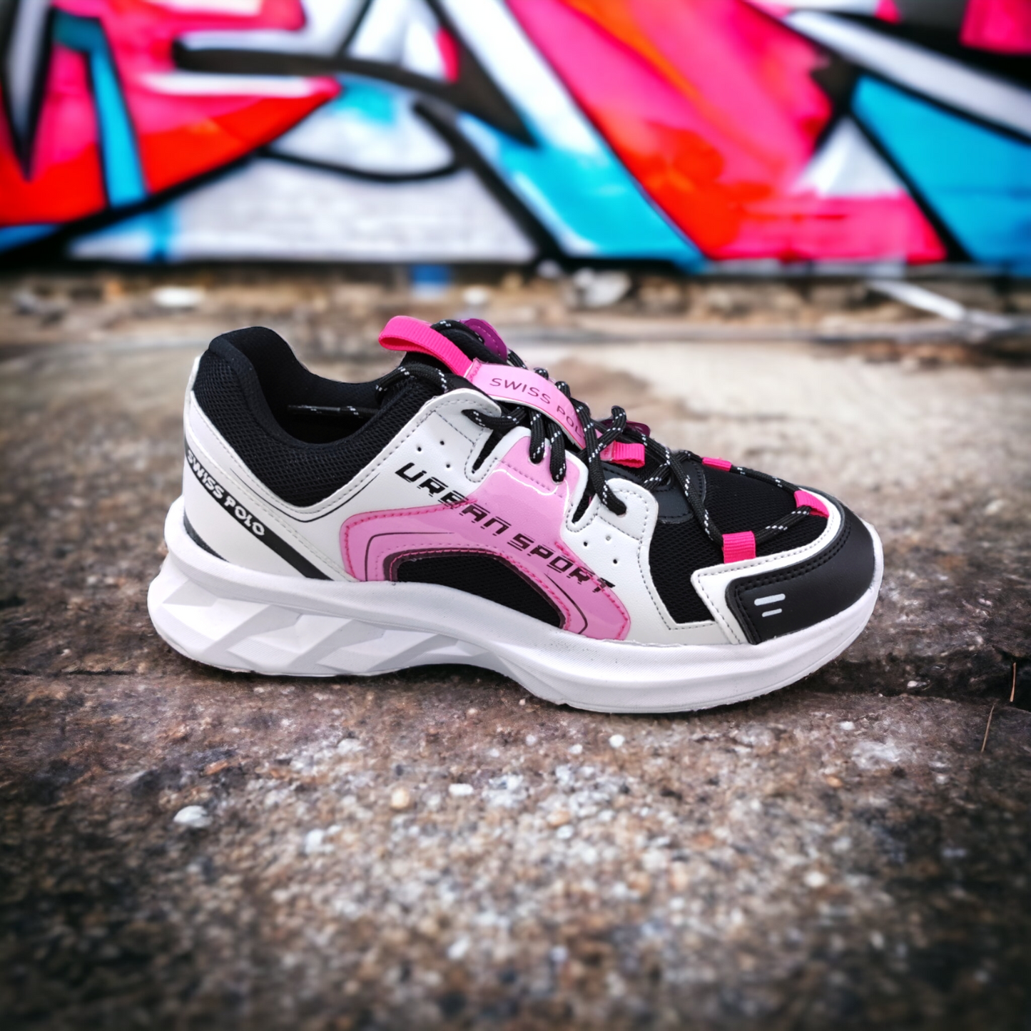 Tenis JAMA Moda Urbana Multicolor Suela Ligera Blanco Negro Fucsia