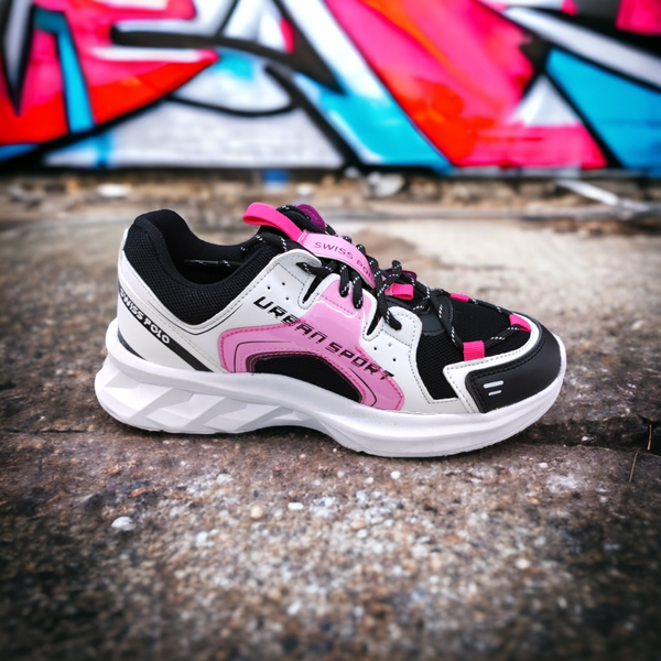 Tenis JAMA Moda Urbana Multicolor Suela Ligera Blanco Negro Fucsia
