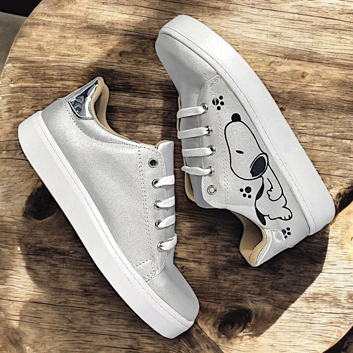Tenis MISS ALE Moda Casual Urbana Snoopy Plata