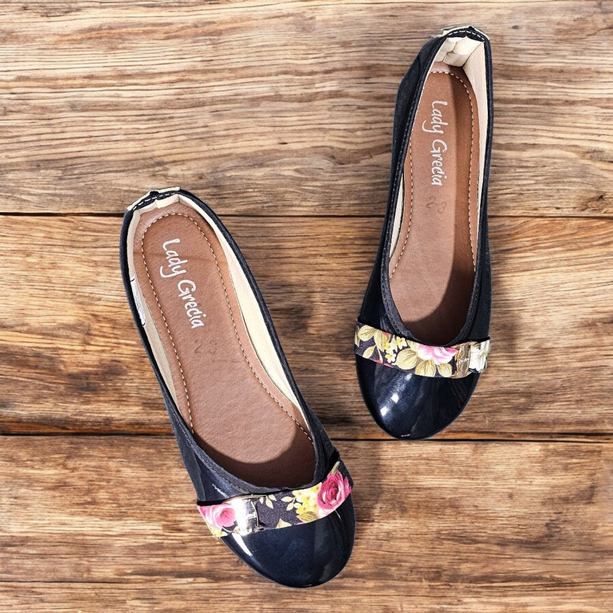 Balerina LADY GRECIA 03 Flats de Charol con Cinta