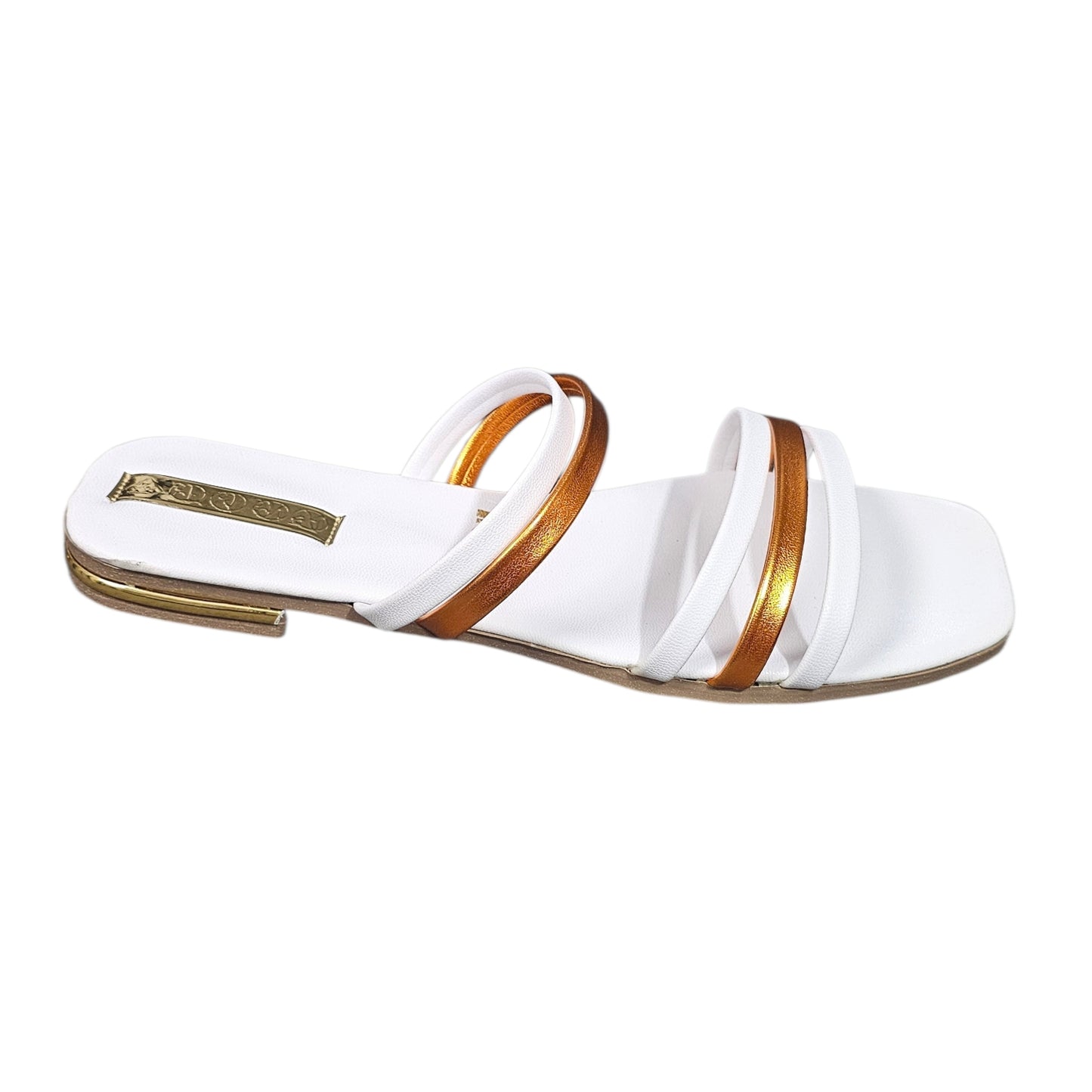 Sandalia FINA 1001 C Plana Blanca y Color Metálico