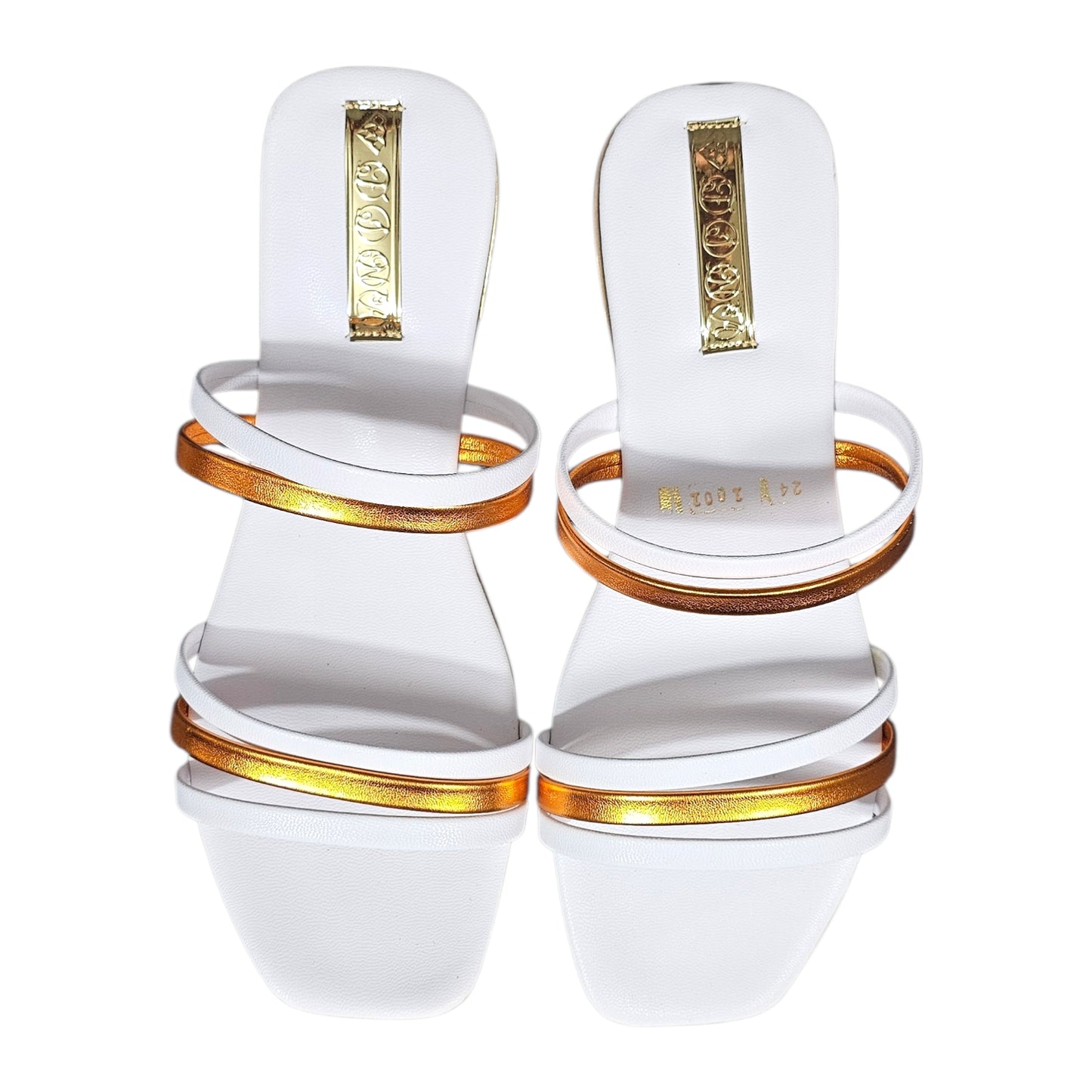 Sandalia FINA 1001 C Plana Blanca y Color Metálico