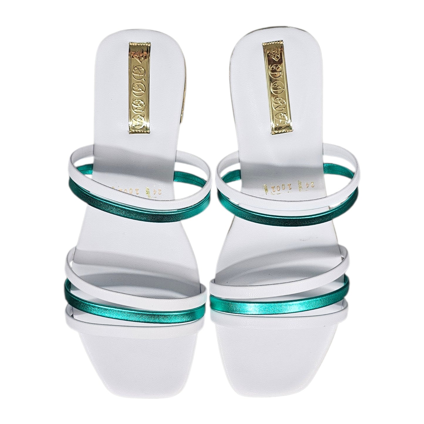 Sandalia FINA 1001 C Plana Blanca y Color Metálico
