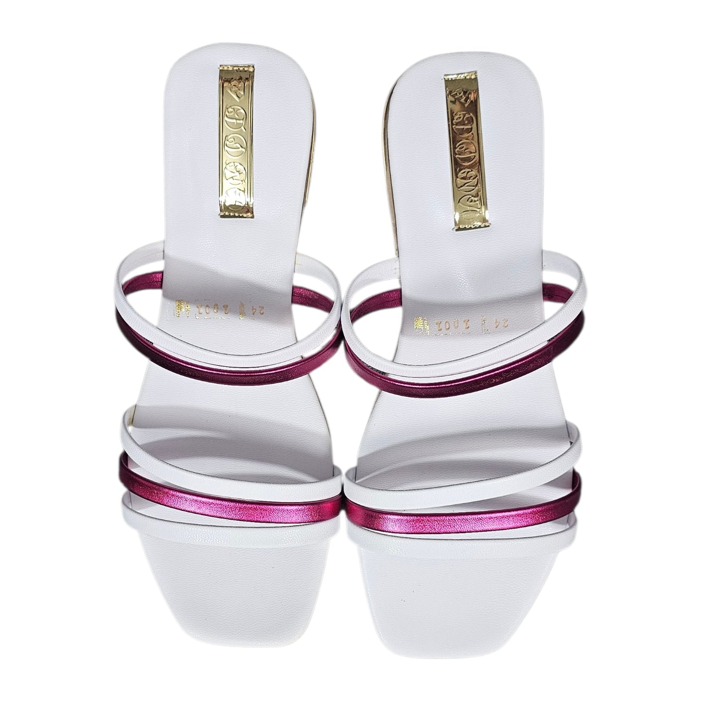 Sandalia FINA 1001 C Plana Blanca y Color Metálico