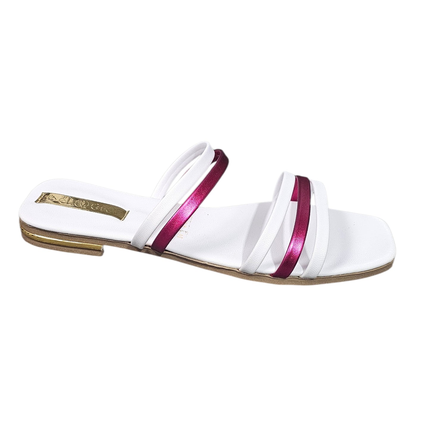 Sandalia FINA 1001 C Plana Blanca y Color Metálico