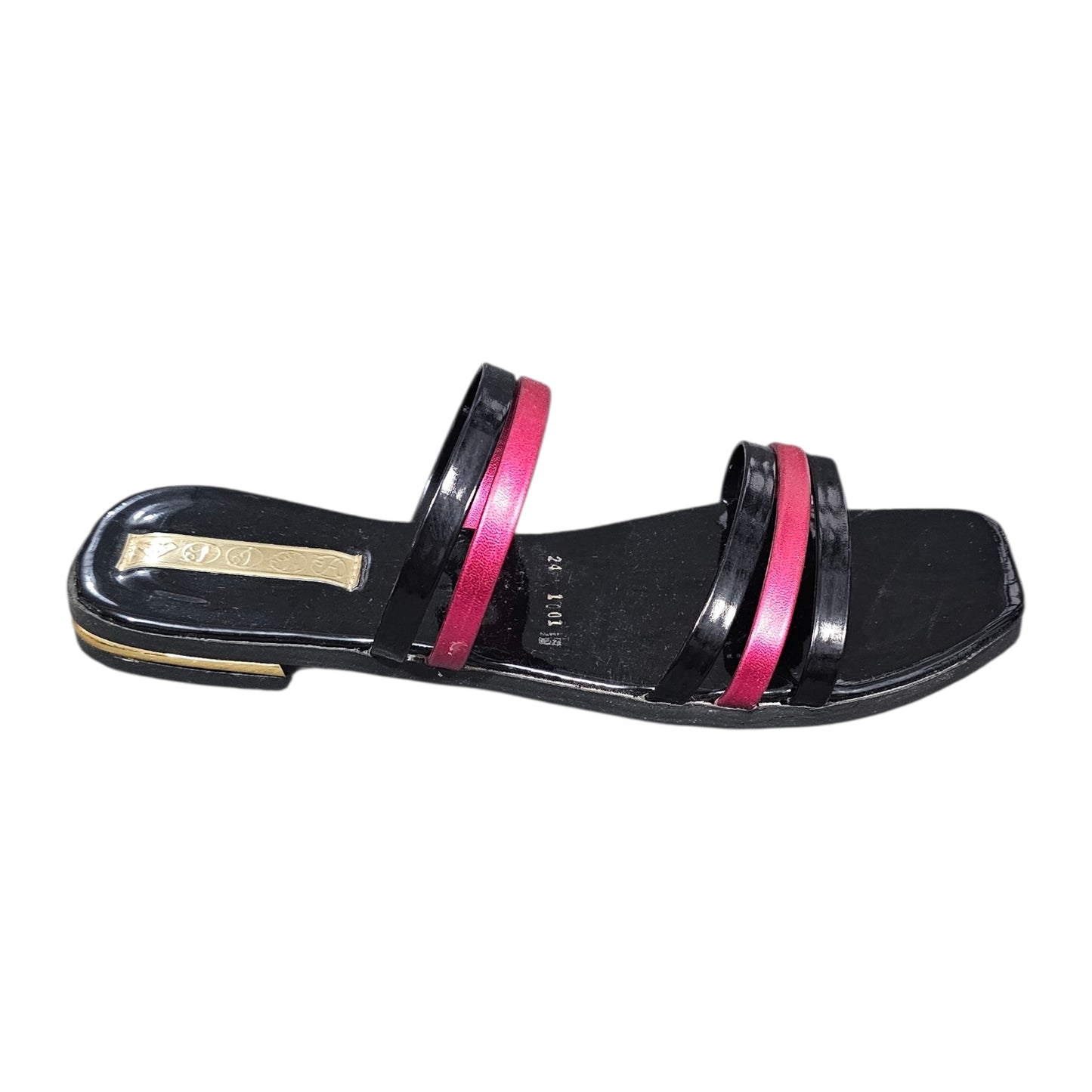Sandalia FINA 1001 B Plana Negro y Brillante