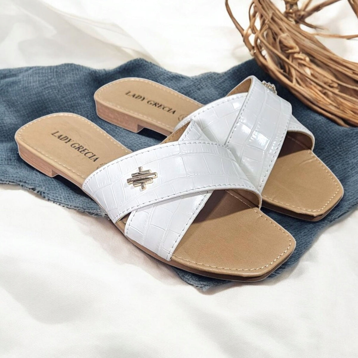 Sandalia LADY GRECIA 01 Suela Plana y Cruce