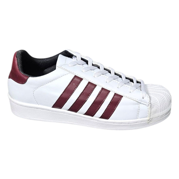 Tenis CALZABIEN Est 01 Concha y Franjas Vino y Blanco